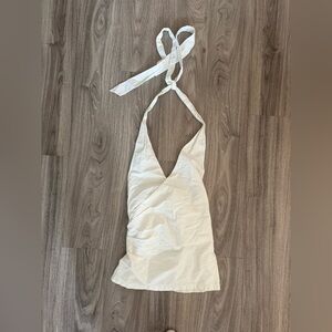 Clean Girl White cotton Halter Wrap Top | Coastal Summer Vibes L